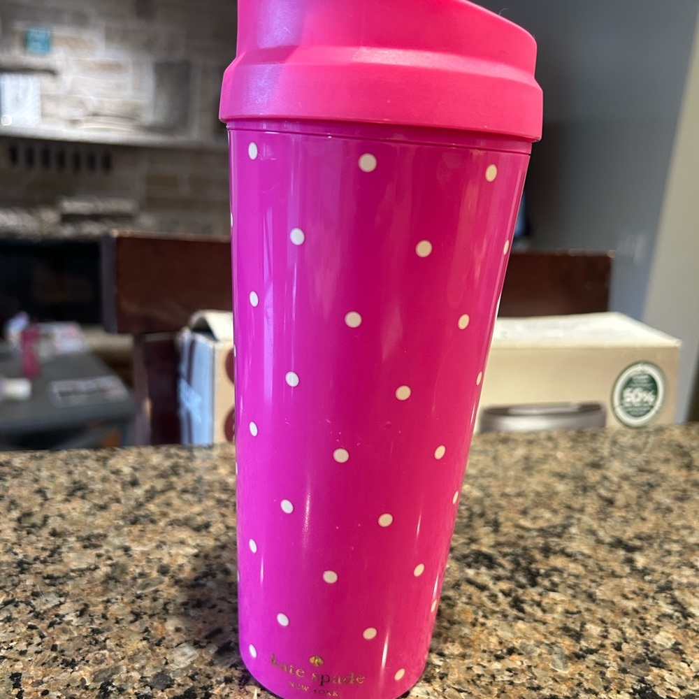 Kate Spade Fuchsia Tumbler with Cream Dots
